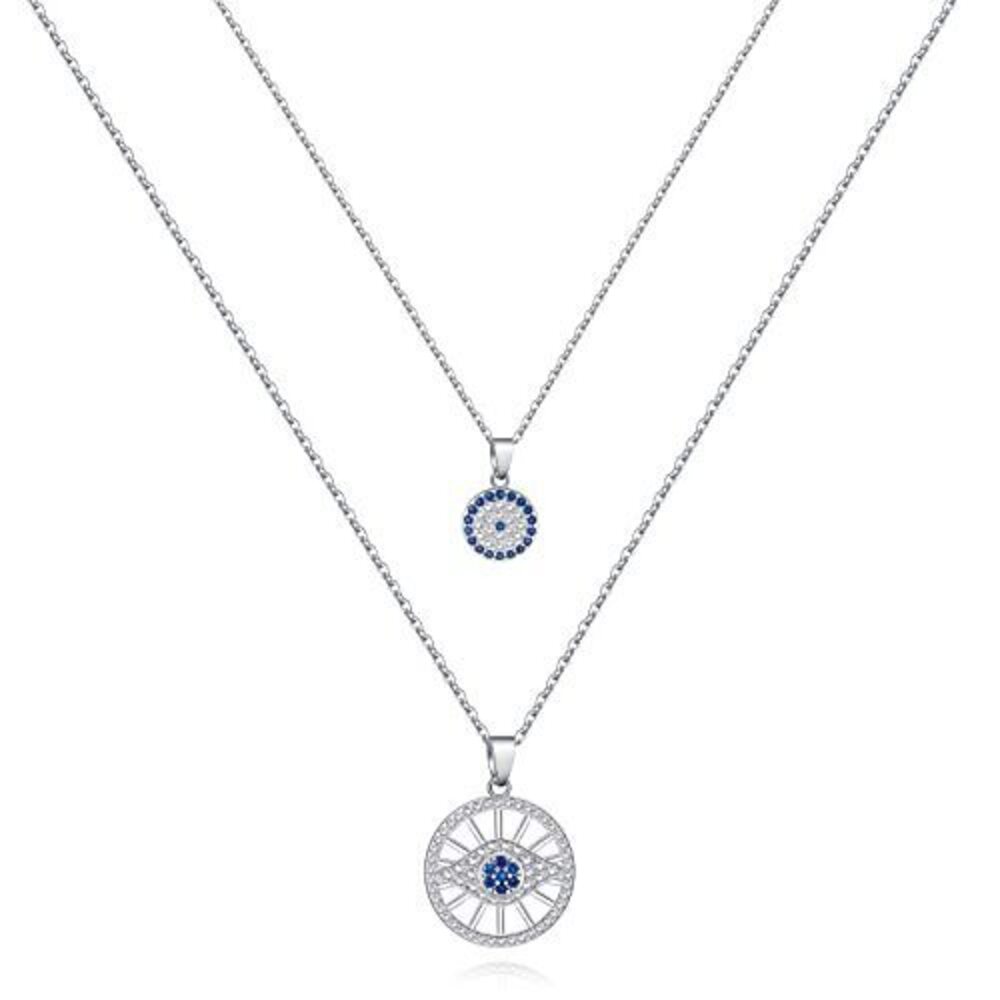 9565 Silver Evil Eye Necklace Layered Necklaces 18k Gold Plated Adjustable